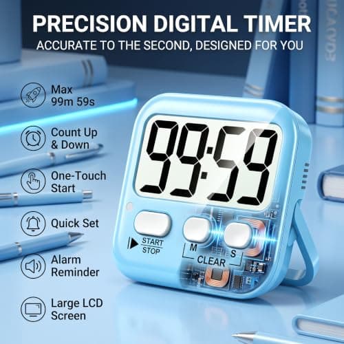 Antonki 2 Pack Digital Timer for Kids Teacher Kitchen - Soft Pink/Sky Blue — view 4