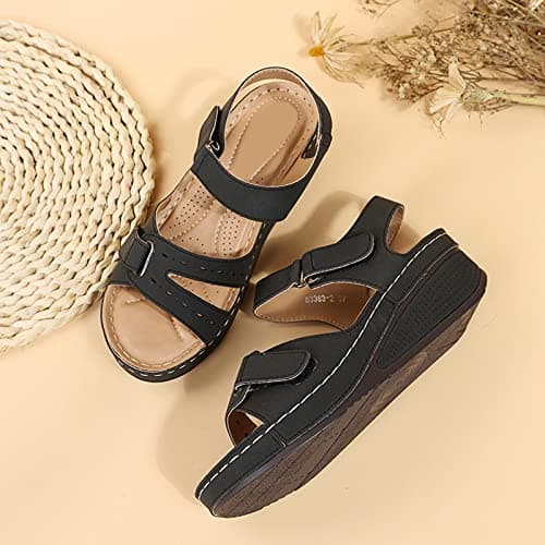 Women's Fashion Wedge Sandals -Arch Support Sandals For Women Lightweight Walking Casual Travel Breathable Flip Flop Womens Wide Fit Slippers Ladies Summer Beach Shoes for Indoor and Outdoor — view 6