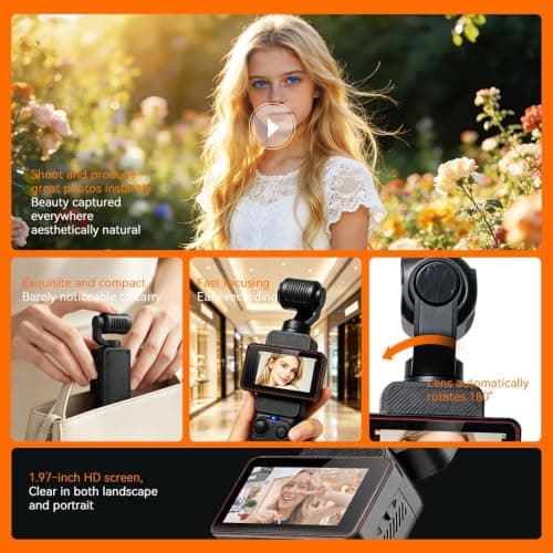 Linhexis 1080P Vlogging Camera with 180° Auto-Rotating Lens(Black) — view 3