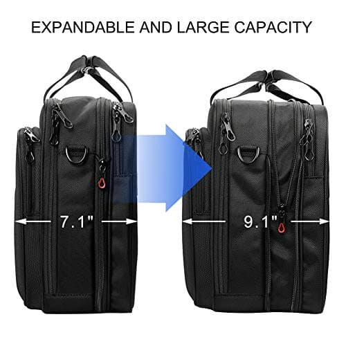 KROSER Laptop Bag XXL Laptop Briefcase Fits Up To 18 Inch Laptop Water-Repellent Light Weight Gaming Computer Bag Shoulder Bag Expandable Capacity For Travel/Business/School/Men-Black — view 3