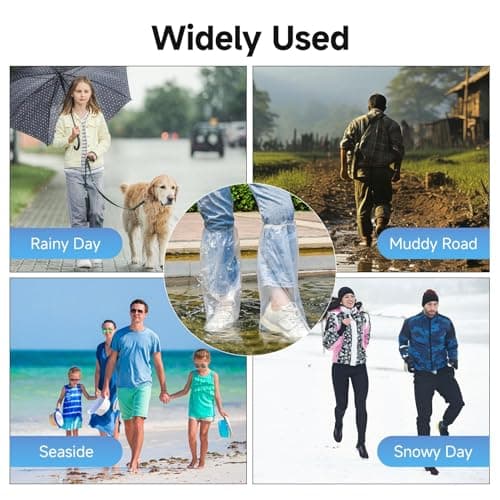 Aihoom 10 Pairs Waterproof Shoe Covers Boot Covers, Long Disposable Non-Slip Waterproof Boot Covers, Thickened Overshoes Shoe Rain Protector Covers for Men and Women (Transparent) — view 4