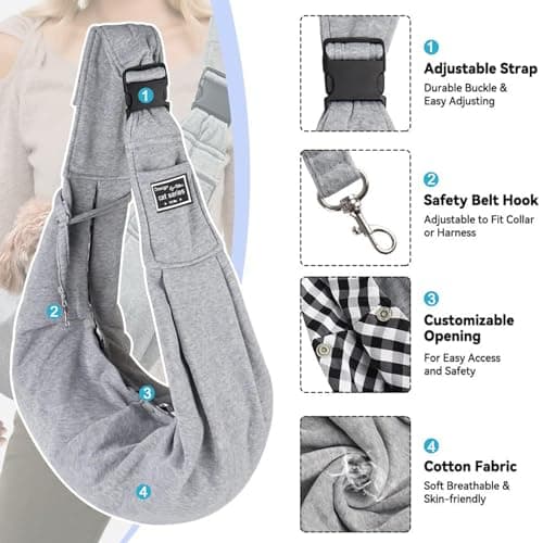 Dog Carrier Bag, Dog Sling up to 10 kg, Portable Carry Bag, Dog Bag for Walking Outdoor Activities and Excursions (Grey) — view 3