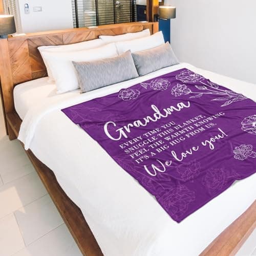 Niyewsor Grandma Gifts, Grandma Floral Blanket 50" x 60", Purple — view 5