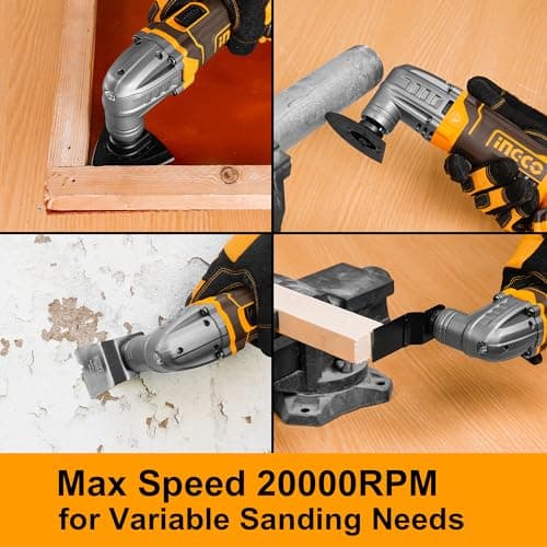INGCO Cordless Multi Tool with 1pcs 2.0Ah Battery and Charger, 5000-20000 RPM, 6 Variable Speed,3.2° Oscillation Angle, 20V Oscillating Multi-Tool for Sawing, Cutting, Sanding CMLI20228 — view 4