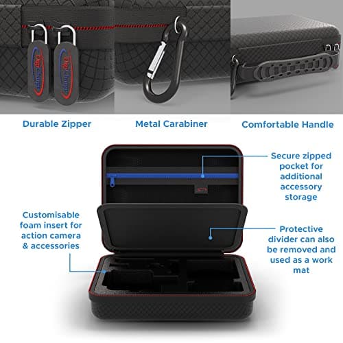 Digicharge Carry Case for Action Cameras Gopro Lit Hero 13 Hero13 Hero12 Max 2/DJI Osmo Action 5 / Hero10 Hero 13 12 11 Mini 10 9 8 Akaso Apexcam Dragon Touch Vemont Cam Medium (22x17x6cm) — view 2