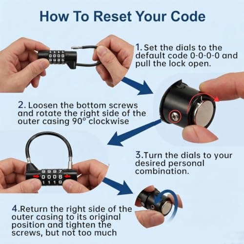 4 Digit Combination Padlock Long Shackle Cable Lock — view 4