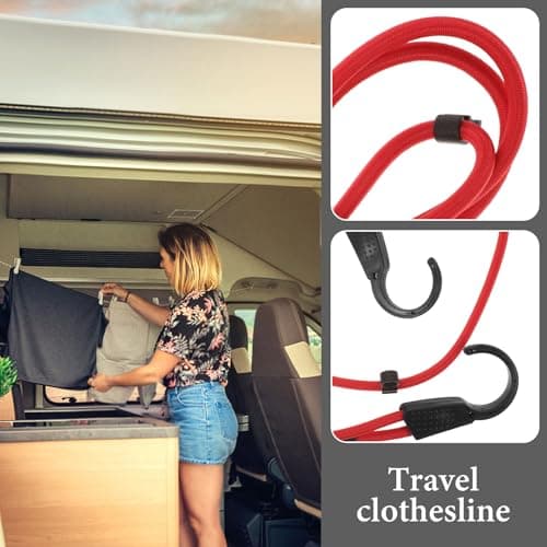 Travel Clothesline Portable Rope for Towels and Quilts, Red — view 4