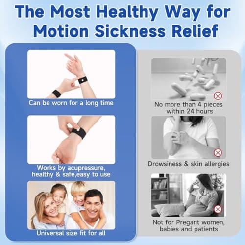 MEIYYJ Travel Sickness Bands for Adults and Kid Anti Nausea Wristbands for Motion & Morning Sickness Relief Bands for Pregnant Wowen Acupressure Nausea Relief for Car, Sea, Air Sickness(5Pairs) — view 5