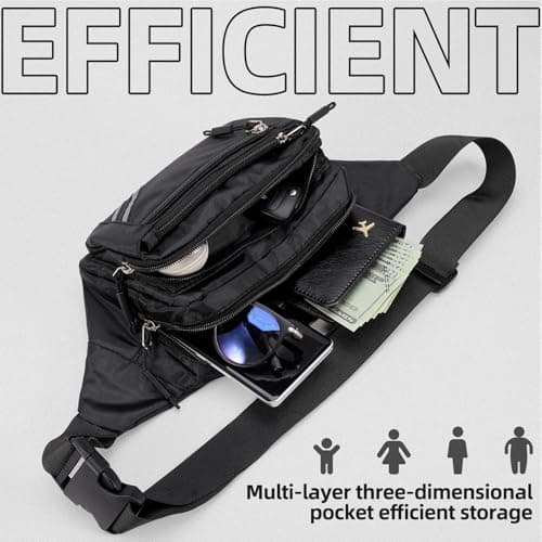 Meng Jiaran Bum Bag for Men Women Black Fanny Pack Running Belt — view 5