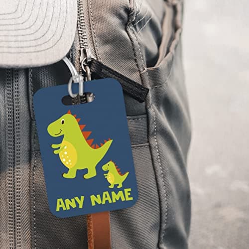 PLT232 Personalised Any Name Dinosaur Novelty Funny Unique Designer Gift Glossy Plastic Suitcase Luggage Tag — view 3