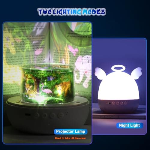 Diboniur Baby Night Light Projector Night Light Kids, 22 Films+20 Lullabies, Baby Sensory Lights for Autism, Star Projector Light for Kids Bedroom, Rechargeable Baby Lights Projector (Angel) — view 2