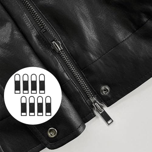 8PCS Metal Zipper Pulls, Replacement Zipper Pull Repair Kit Removable for Luggage Clothing Suitcase Purses Zippe-r (Black) — view 3