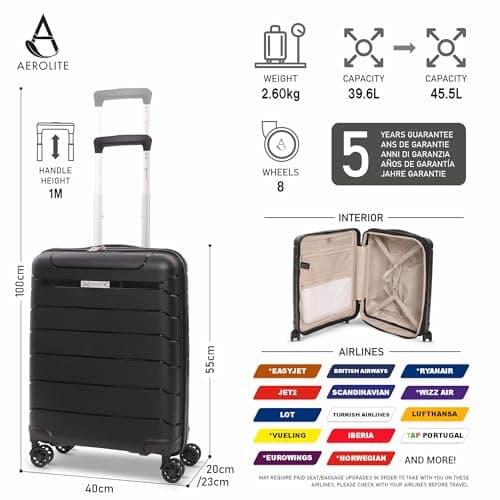 Aerolite Polypropylene Hard Shell Suitcase Set, 2 Piece - Cabin & Large — view 2