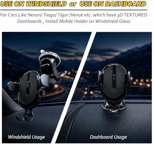 Car Phone Holder with Suction Cup Secure Mount with Adjustable Arm,2026 Upgraded Design 360° Rotation Phone Mount Cradle for Dashboard Windscreen One Touch Release for 4-7 Inch Smartphones — view 2