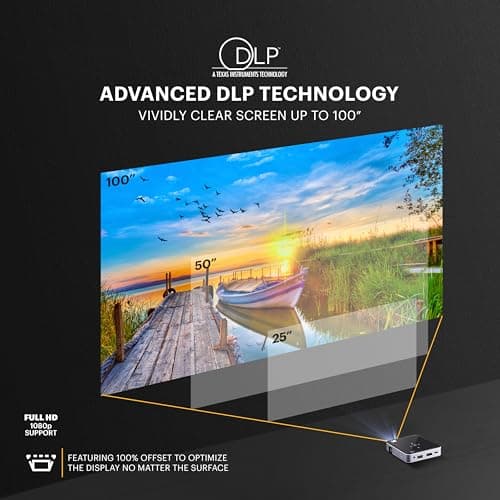 Kodak Ultra Mini Rechargeable Pocket Projector – DLP Pico Black Projector 100” Display, HDMI/USB/Micro SD, Built-in Speaker & Carrying Case — view 5