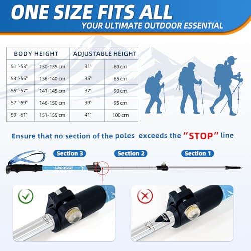 Adjustable Kids Hiking Poles for Trekking, Lightweight Walking Stick — view 6