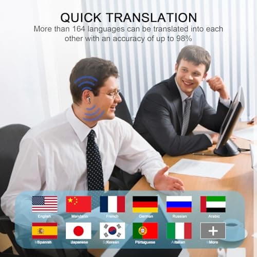 AI Language Translation Earbuds Real Time, 3-in-1 Buletooth 5.4 Translator Earbuds with 7 Translation Modes, 49H Playtime, 164 Languages Headphones Translator In Ear for Travel Business Learning Black — view 2