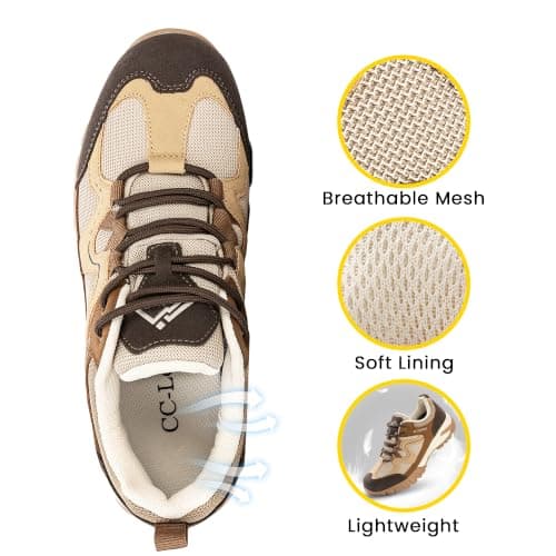 CC-Los Women's Waterproof Outdoor Walking Shoes Non-Slip Lightweight Hiking Brown Wide Size 6 — view 4