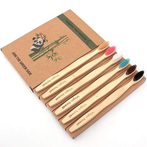 Virgin Forest Bamboo Toothbrush 6 Pack, Soft Bristles, Biodegradable