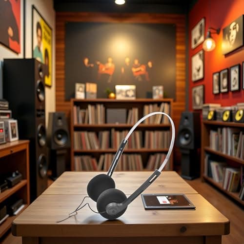 Clockjuan Black Retro Over-Ear Earphones, Hi-Fi Stereo Earphone, Mini Stereo Lightweight Headphones with Cord, 80s 90s Vintage Headset Wired,Headphone, for Most Mobile Phones Playback Pevices — view 3