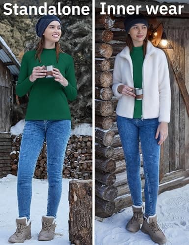TACVASEN Mock Neck Tops for Women Thermal Base Layer Women Thermal Top — view 6