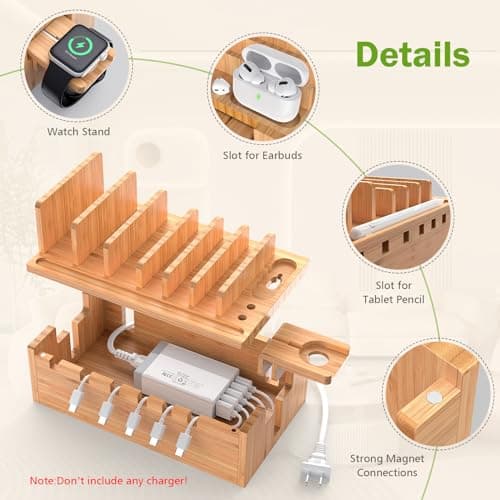 Pezin & Hulin Bamboo Charging Dock for Multi Devices, No Power Charger — view 2