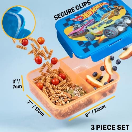 Get Trend Hot Wheels Kids Insulated Lunch Bag 3Pc Set with Bento Lunch Box & 640ml BPA-Free Water Bottle with Straw, Kids Snack Box with Compartments, School Supplies Boys Gifts (Multi Hot Wheels) — view 6