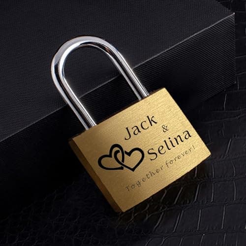 Personalised Padlock Engraved Padlock Love Lock Personalised Locks for Her Him Girls Couples Lover Anniversary Wedding Gifts for Christmas Large Love Lock for Travel Trip Valentines (Design 3) — view 2
