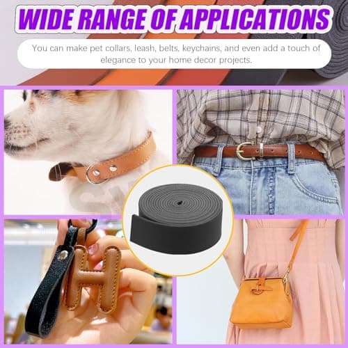 Swpeet Leather Strap for DIY Craft Projects (Black) — view 6