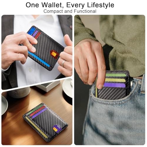 Meliya Slim RFID Blocking Wallet for Men, Front Pocket Minimalist Leather Credit Card Holder Wallet for Women, Holds up to 7 Cards and Bank Notes, Ideal for Travel — view 2