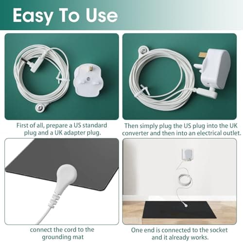 UK Grounding Cord Cable 15ft with Plug for Earthing Mat Accessories — view 4