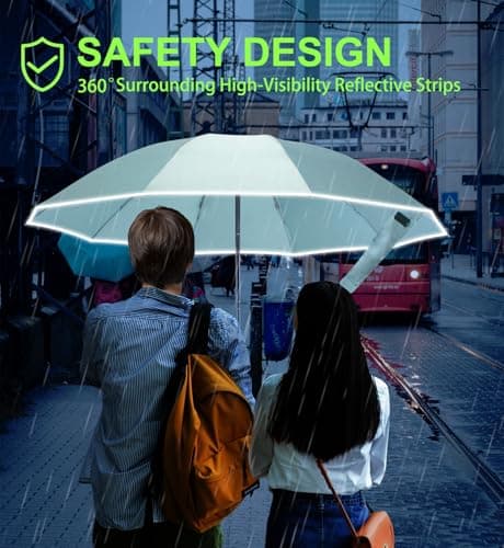 TUMAAOTU Compact Inverted Umbrella with Never Forget Carabiner Handle - Travel Umbrella Windproof Strong, Reverse Umbrellas for wind rain, Auto Open Close, 10 Rib Durable Frame for Women Men (Green) — view 5