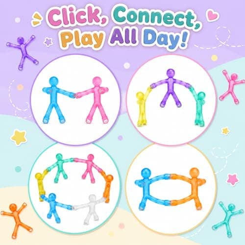 12-Piece Magnetic Men Fidget Toys Kids, Magnetic Fidget Toy, Magnetic Fidget Toys, Novelty Magnet Men Desk Accessories, Colorful Fidget Decor for Office Whiteboard and Refrigerator — view 5