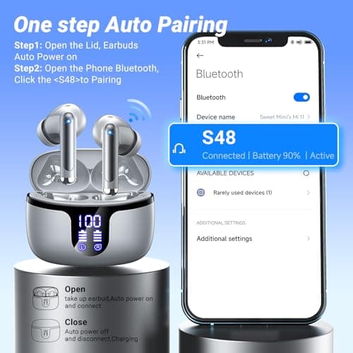 AOVOCE Wireless Earbuds Bluetooth 5.4 Headphones in Ear with 4 ENC Noise Cancelling Mic 2026 New Ear buds 42h Playtime HiFi Stereo Deep Bass Earphones IP6 Waterproof LED Display Bluetooth Earbuds — view 3