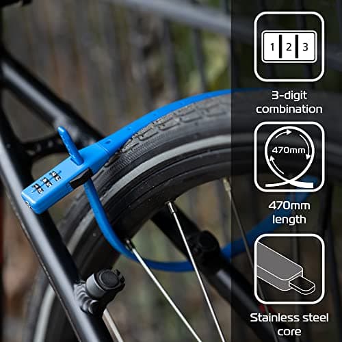 Oxford Products LK152 Combo Multi-use Security Tie & Bike Lock. Combination Cycle/Cafe/Buggy/Ski/Helmet Lock, Blue, One Size — view 5