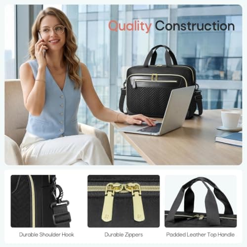 RAINSMORE 17.3 Inch Laptop Bag for Women Water Resistant Briefcase — view 6