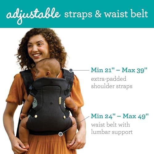 Infantino Flip 4-in-1 Convertible Baby Carrier, Adjustable, Ergonomic Babywearing, Registry Essential, Baby Carrier for Newborn to Toddler, Black and Gold — view 3