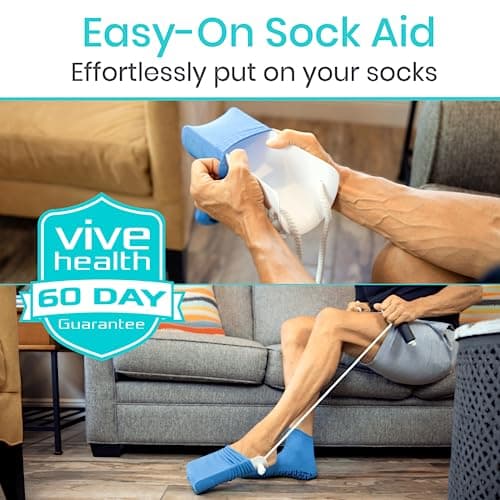 Vive Sock Aid for Putting Socks On and Off - Pulling Assist Device - Compression Sock Helper Aide Tool - Puller, Donner for Elderly, Senior, Pregnant, Diabetics - Stocking Pull Up Assistance Help — view 3