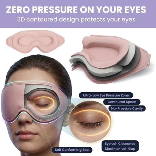 Slumbr 100% Blackout Sleep Mask for Men & Women - Light Blocking Eye Mask for Sleeping, 3D Contoured Soft Eye Mask, Adjustable Strap, Comfortable Travel Sleep Mask for Shift Work & Insomnia - Pink — view 5