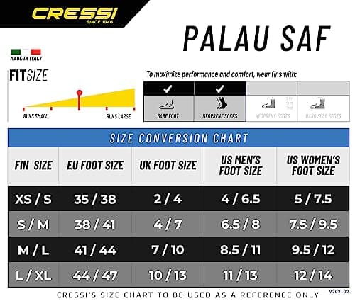 Cressi Palau Saf Fins - Adjustable Short Fins Adults for Snorkelling and Swimming, Black/Yellow Short Fins, L/XL (44/47) — view 4