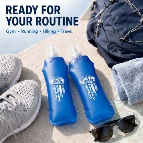 JOYAONE Collapsible Water Bottle 500ml x 2, Soft Flask for Running & Hiking — view 6