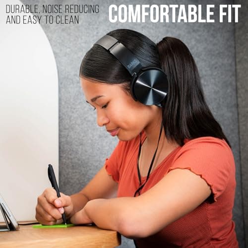Barks Classroom Headphones (10 Pack, Stealth) - On-Ear Premium Student Bulk Headphones: Perfect for Kids K-12, Schools & Class Sets (Durable, Great Value, Noise Reducing, Comfortable, Easy-to-Clean) — view 5