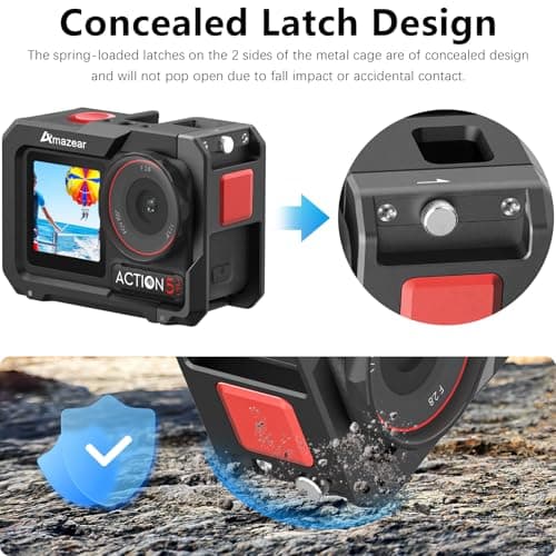 AMAZEAR Metal Cage for DJI Osmo Action 3/4/5 Pro Accessories, Black — view 3