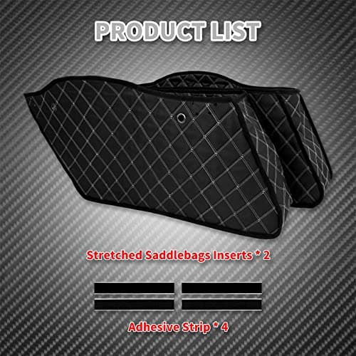 HCmotorku Motorcycle Drop-in Saddlebag Carpet Liners Fits for Harley Touring Models Road King Road Glide Road King Electra Street Ultra Glide Classic 1993-2013 White Thread — view 6