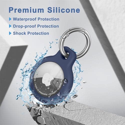 Air Tag Holder Air Tag Silicone Case, with Keychain, TPU Case for Air Tags Keyring for Keys, Bags, Luggage, Pet Collar, Anti-Lost and Scratch-Resistant, Fully Covered (Blue) — view 3