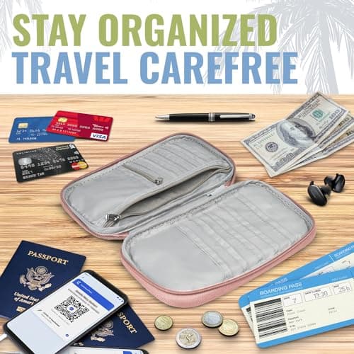 BOACAY Family Passport Holder, RFID Travel Wallet for Women & Men, Document Organiser, Holiday Essentials & Waterproof Cover for Tickets, Money, Cards — view 5