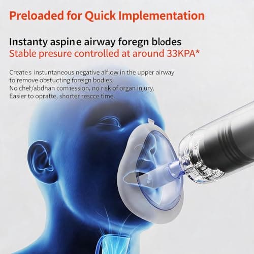 Emergency Airway Suction Device, Anti-Choking Device, Portable First Aid Kit with 3 Silicone Masks, Travel Case Included, Home & Travel Emergency Preparedness Equipment — view 6