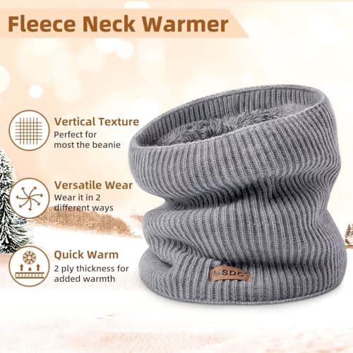 MSDC Neck Warmer Men 3 Pack,Snood for Women Thermal Thick Warm Fleece Lined Cold Weather,Neck Gaiters for Men Ski Face Mask Cover（Black,Navy,Grey） — view 2