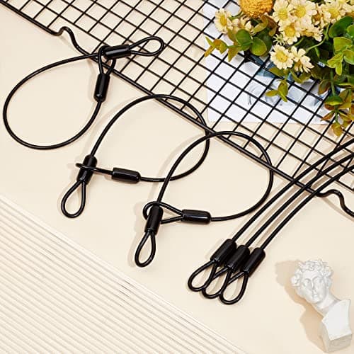 GORGECRAFT 6-Pack Stainless Steel Wire Rope Lanyard Cable Tether Safety Strap Iron Safety Cable Wire with Double Looped Ends Coated Plastic Security Cable Luggage Lock for Chain Lock — view 6