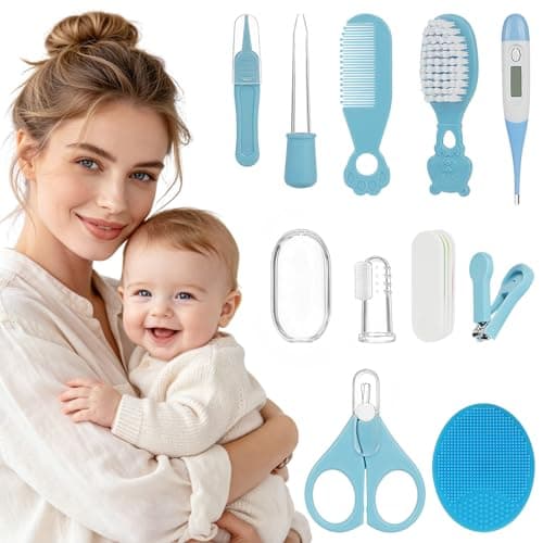 AYBUY Baby Healthcare and Grooming Kit, 11PCS Safety Baby Care Kit with Hair Brush Comb Nail Clipper, Hair Brush and Comb Set for Newborns & Toddlers
